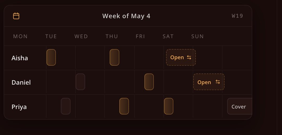 HReasily shift scheduling and attendance